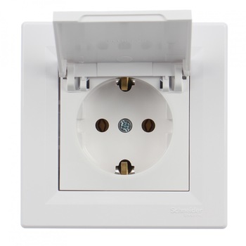 Priza Schneider Electric, simpla, incastrata, rama inclusa, contact de protectie, culoare alba, 83 x 83 x 47 mm Priza Schneider Electric, simpla, incastrata, rama inclusa, contact de protectie, culoare alba, 83 x 83 x 47 mm