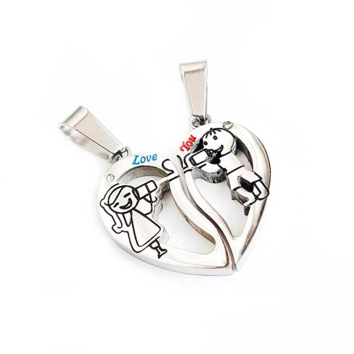 Lantisoare cupluri cu pandantive inox love you, PersonalStyle