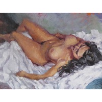 Tablou Canvas, Nude painting, 80 x 60 cm, Rama lemn, Multicolor