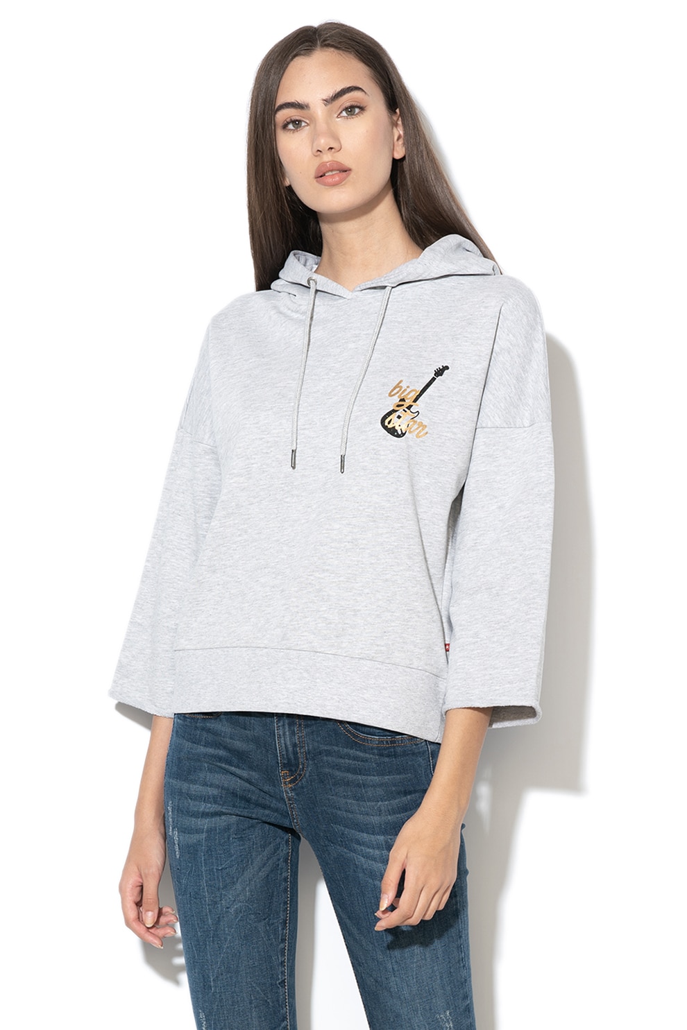 Big Star, Hanorac cu snur pentru ajustare Victorine, Gri melange