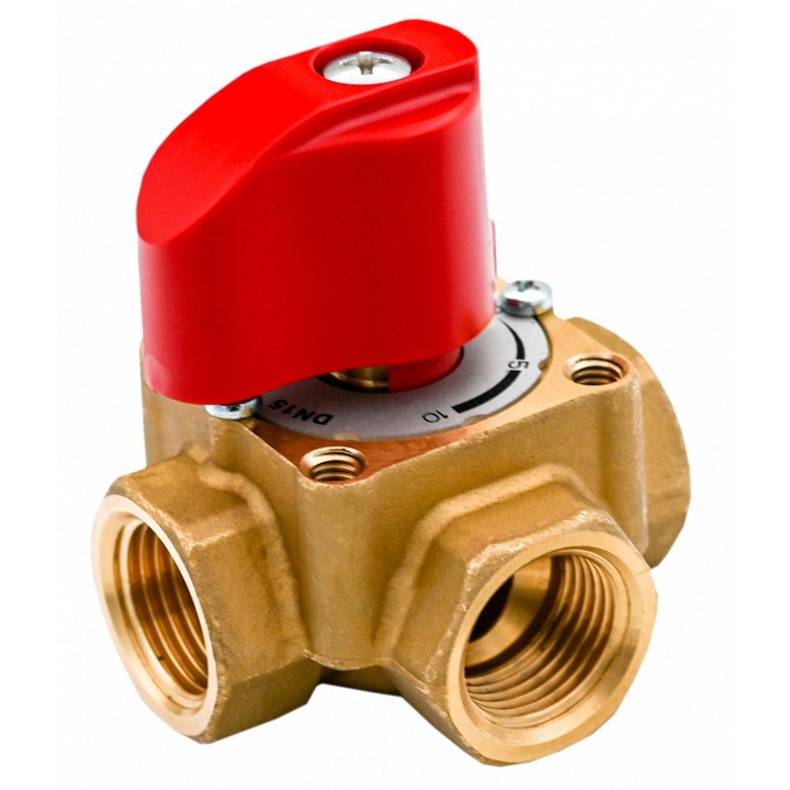 Vana manuala de amestec (sau deviatie) Herz, cu trei cai (cap rotativ), cu selector kvs 6.3, DN 20, 1 2137 02