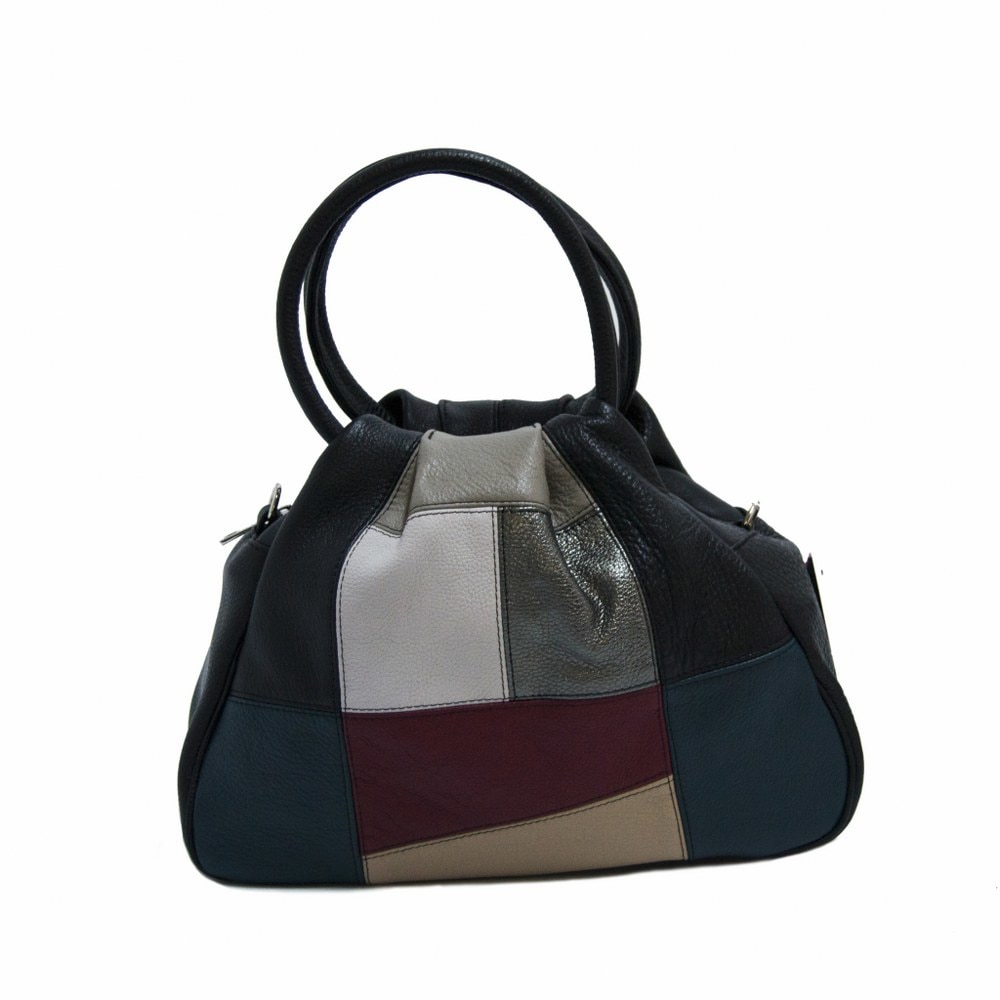 Geanta dama,Zea,piele naturala,neagra,multicolor