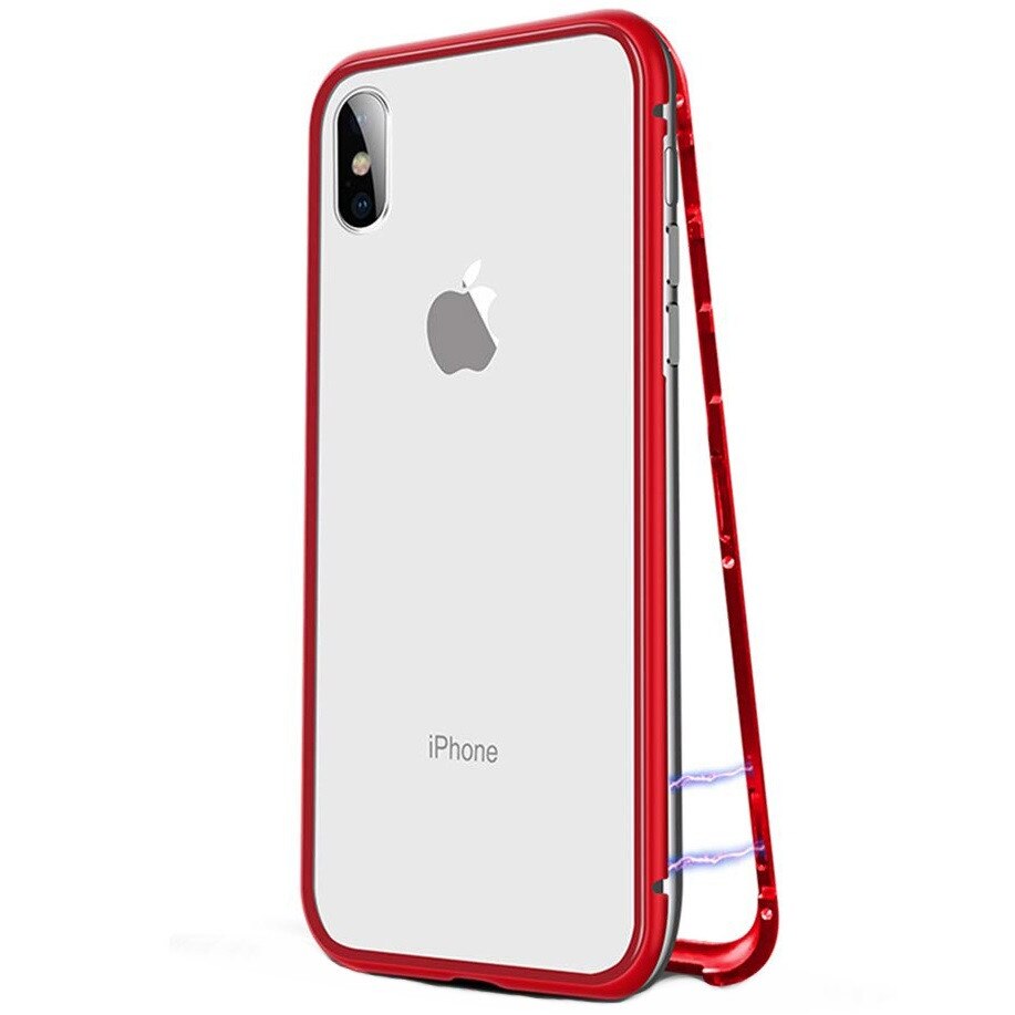 Husa Magnetic Case 360° + folie autoregenerativa pentru iPhone X, Red