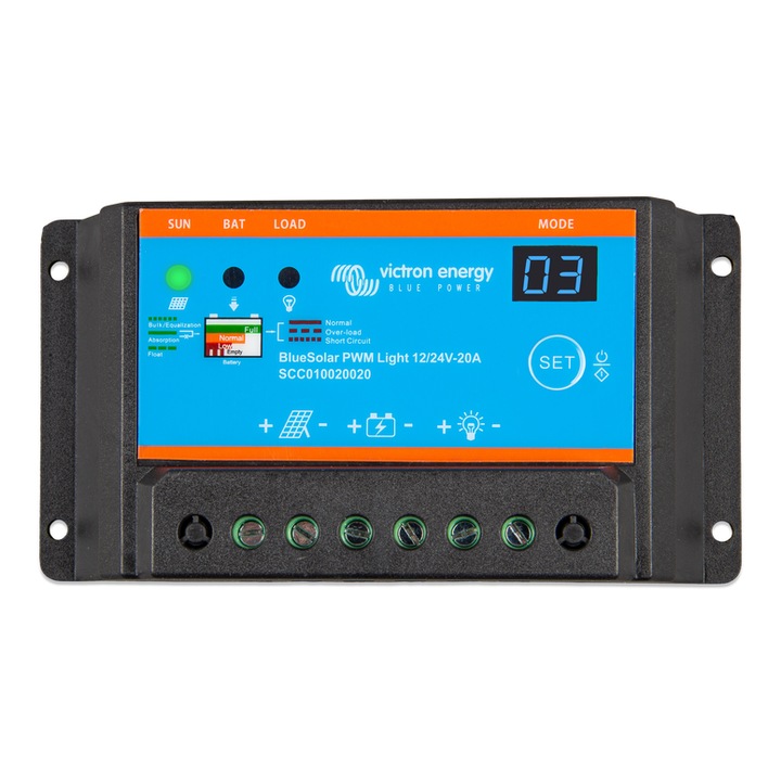 Napelemes töltő 12V 24V 20A Victron Energy BlueSolar PWM-Light 12/24V-20A