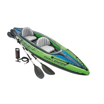 Caiac gonflabil Intex Challenger K2, pompa + vasle incluse, 3.50m x 76cm Caiac gonflabil Intex Challenger K2, pompa + vasle incluse, 3.50m x 76cm