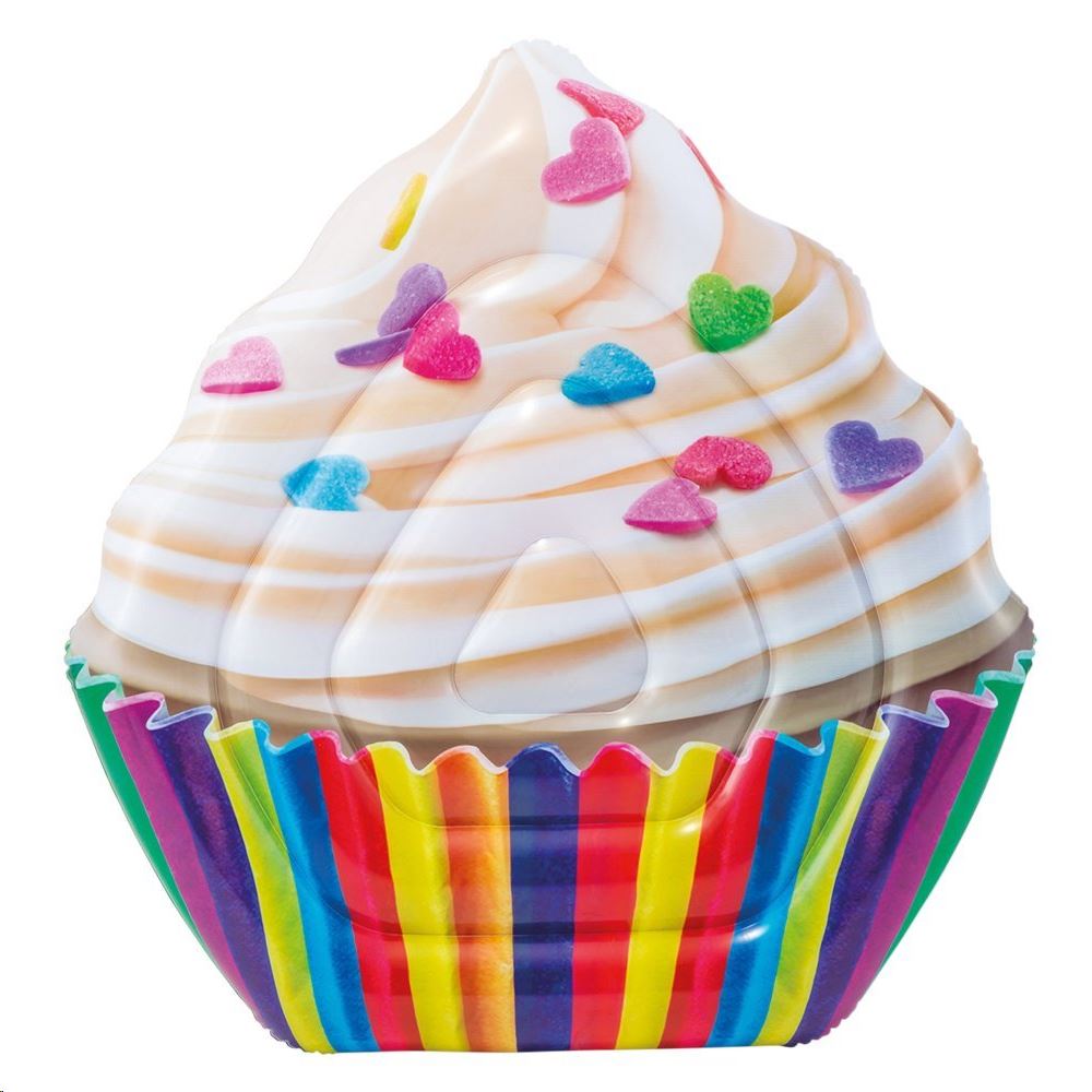 Saltea gonflabila Intex Cupcake multicolor, 1.42m x 1.35m