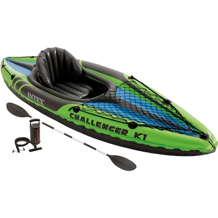 Caiac gonflabil Intex Challenger K1 pompa + vasle incluse, 2.74m x 76cm