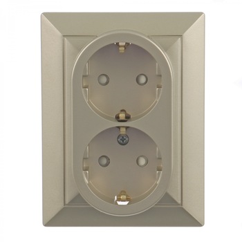 Priza dubla iMKⓇ incastrata, contact de protectie, gri, AN Priza dubla iMKⓇ incastrata, contact de protectie, gri, AN