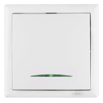Intrerupator simplu iMKⓇ cap scara, cu indicator luminos, incastrat, rama inclusa, alb, AN Intrerupator simplu iMKⓇ cap scara, cu indicator luminos, incastrat, rama inclusa, alb, AN