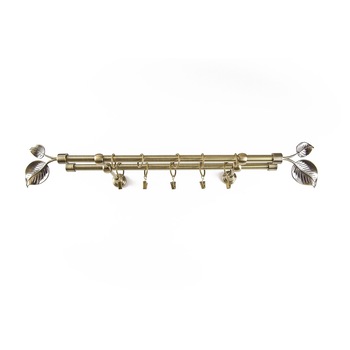 Galerie metalica 160 cm pentru perdele, dubla, model Frunza, grosime 16 mm, auriu antic, KIT COMPLET Galerie metalica 160 cm pentru perdele, dubla, model Frunza, grosime 16 mm, auriu antic, KIT COMPLET