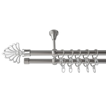 Galerie metalica 160 cm pentru perdele cu prindere in tavan, dubla, model Evantai, grosime 19 mm, inox, KIT COMPLET Galerie metalica 160 cm pentru perdele cu prindere in tavan, dubla, model Evantai, grosime 19 mm, inox, KIT COMPLET