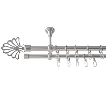 Galerie metalica 200 cm pentru perdele cu prindere in tavan, dubla, model Evantai, grosime 19 mm, inox, KIT COMPLET Galerie metalica 200 cm pentru perdele cu prindere in tavan, dubla, model Evantai, grosime 19 mm, inox, KIT COMPLET