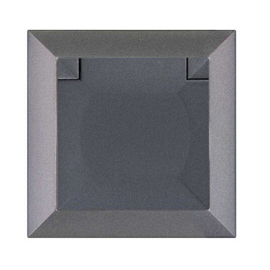 Priza simpla iMKⓇ incastrata, cu capac, contact de protectie, gri, AN