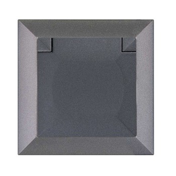 Priza simpla iMKⓇ incastrata, cu capac, contact de protectie, gri, AN Priza simpla iMKⓇ incastrata, cu capac, contact de protectie, gri, AN