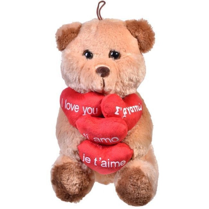 Teddy maci különböző szerelmes üzenetekkel különböző országokból, Valentin-nap, ATS, 30 cm