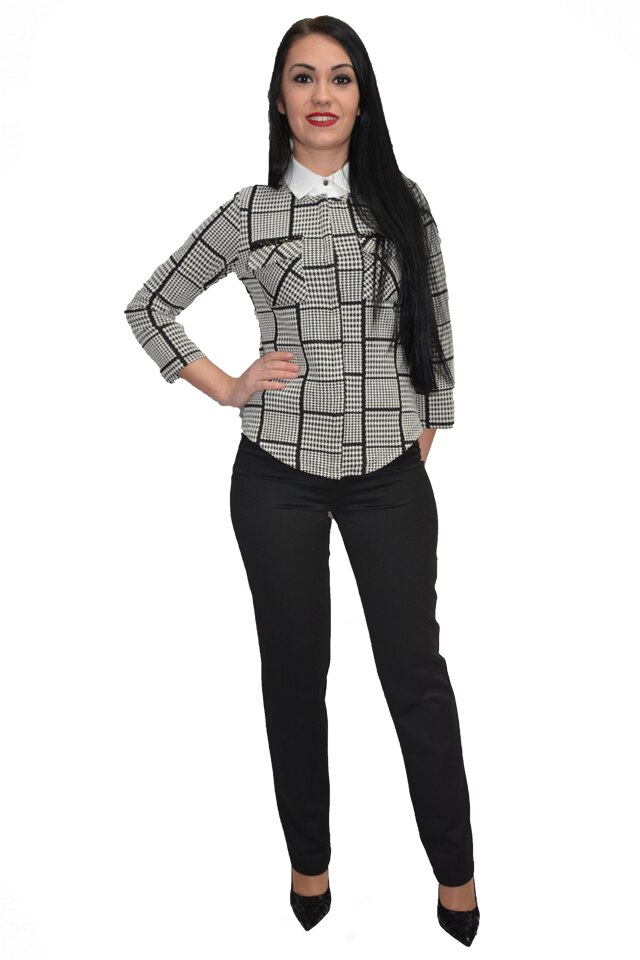 Pantaloni office cu accesoriu, D&J Exclusive, Negru