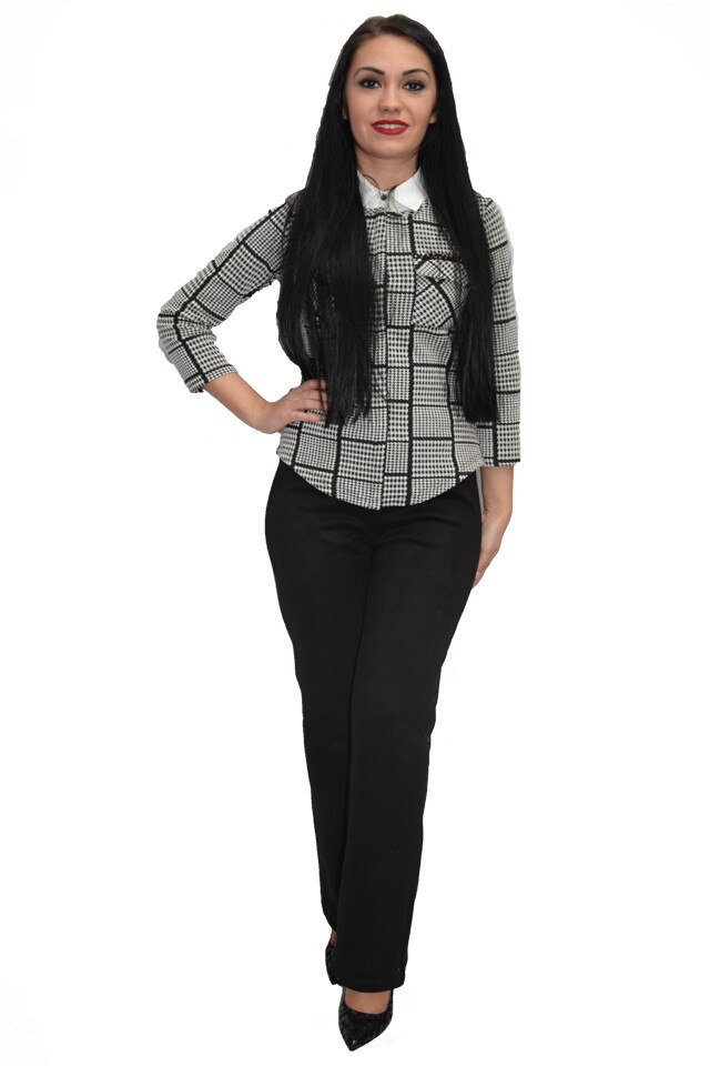 Pantaloni moderni din catifea, D&J Exclusive, Negru