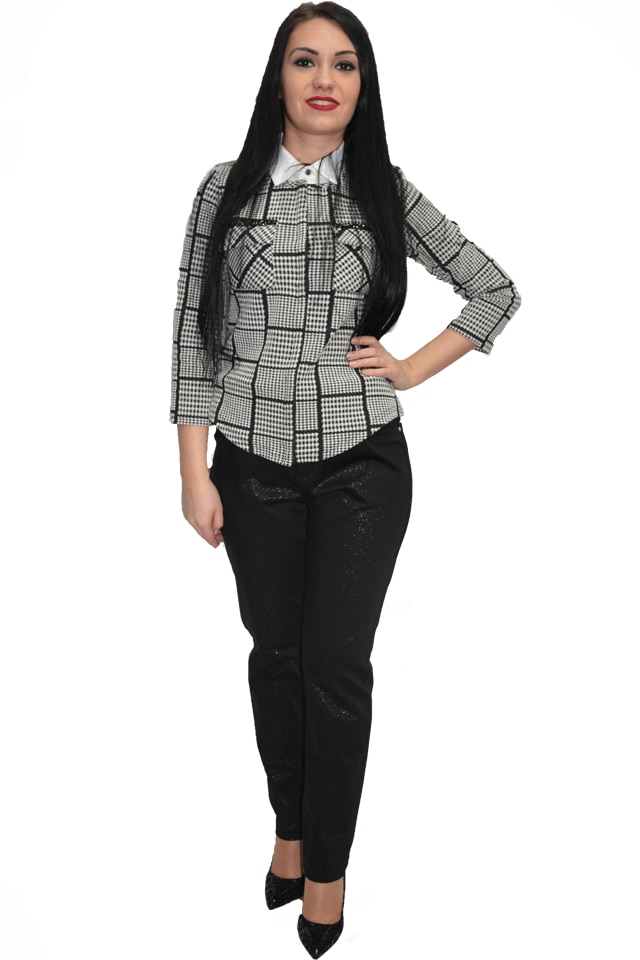 Pantaloni rafinati cu insertii, D&J Exclusive, Negru
