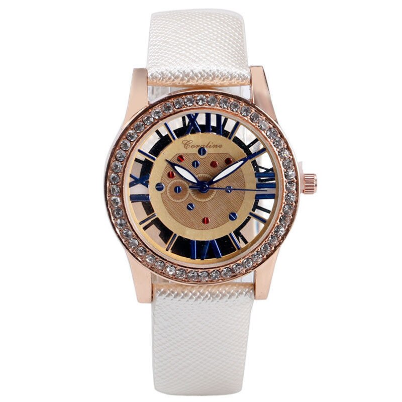 Ceas de dama tip skeleton - alb