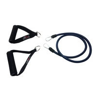 Extensor PaaFit Expander cu coarda elastica albastra din latex si doua manere nivel de rezistanta EXTRA HARD, 120 cm lungime