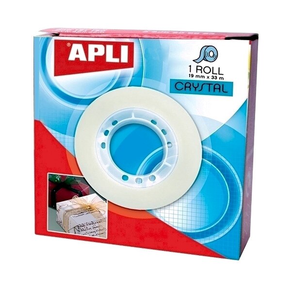 Banda adeziva cristal, Apli, 19mm x 33m, 8 buc, perfect transparenta