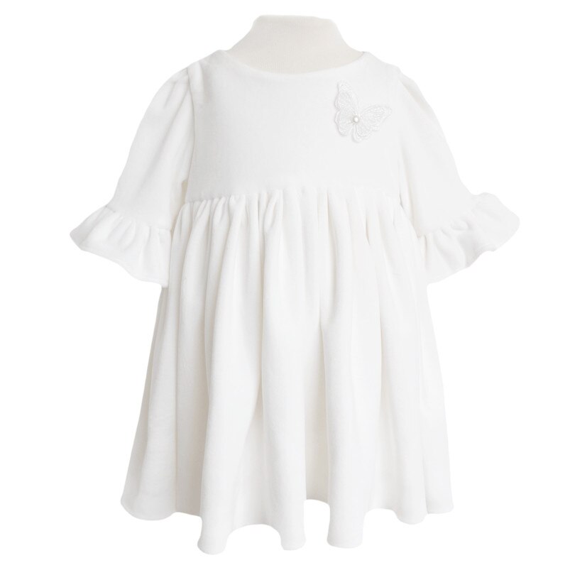 Rochie catifea moale ivoire