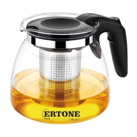 Ceainic din sticla termorezistenta , filtru din inox , 900 ml, Ertone-FOLOSIT DIRCT PE ARAGAZ-OFERTA
