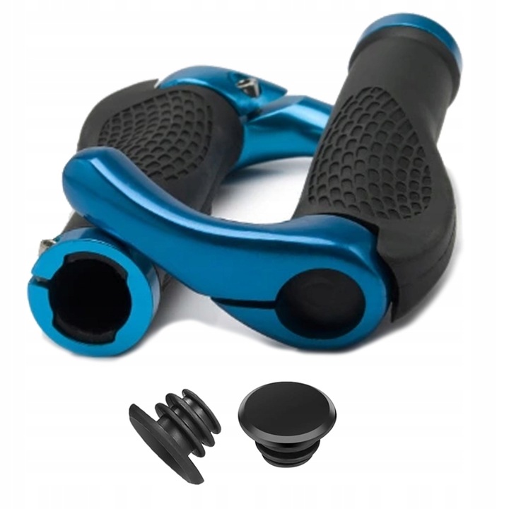 Set 2 Manere Bicicleta, Cubis, 132 mm, 22 mm, Absorbtia socurilor, Cauciuc|Aluminiu, Negru|Albastru