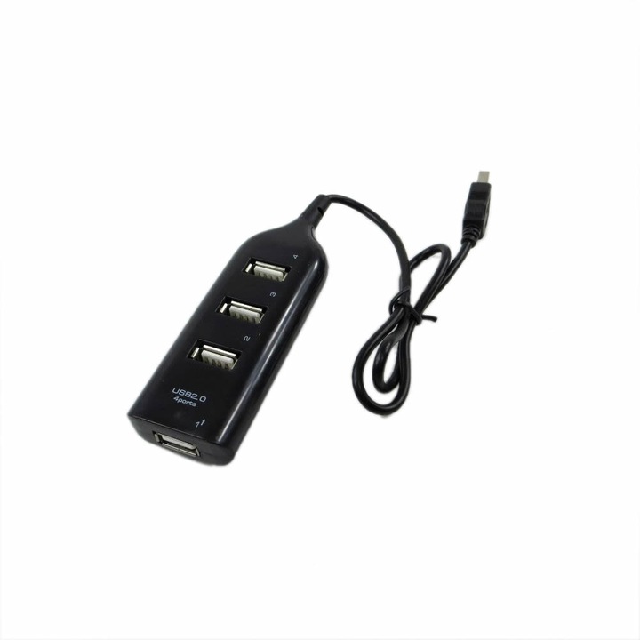 USB разклонител хъб Royal CQT-H002, Разклонител с 4 порта, Черен