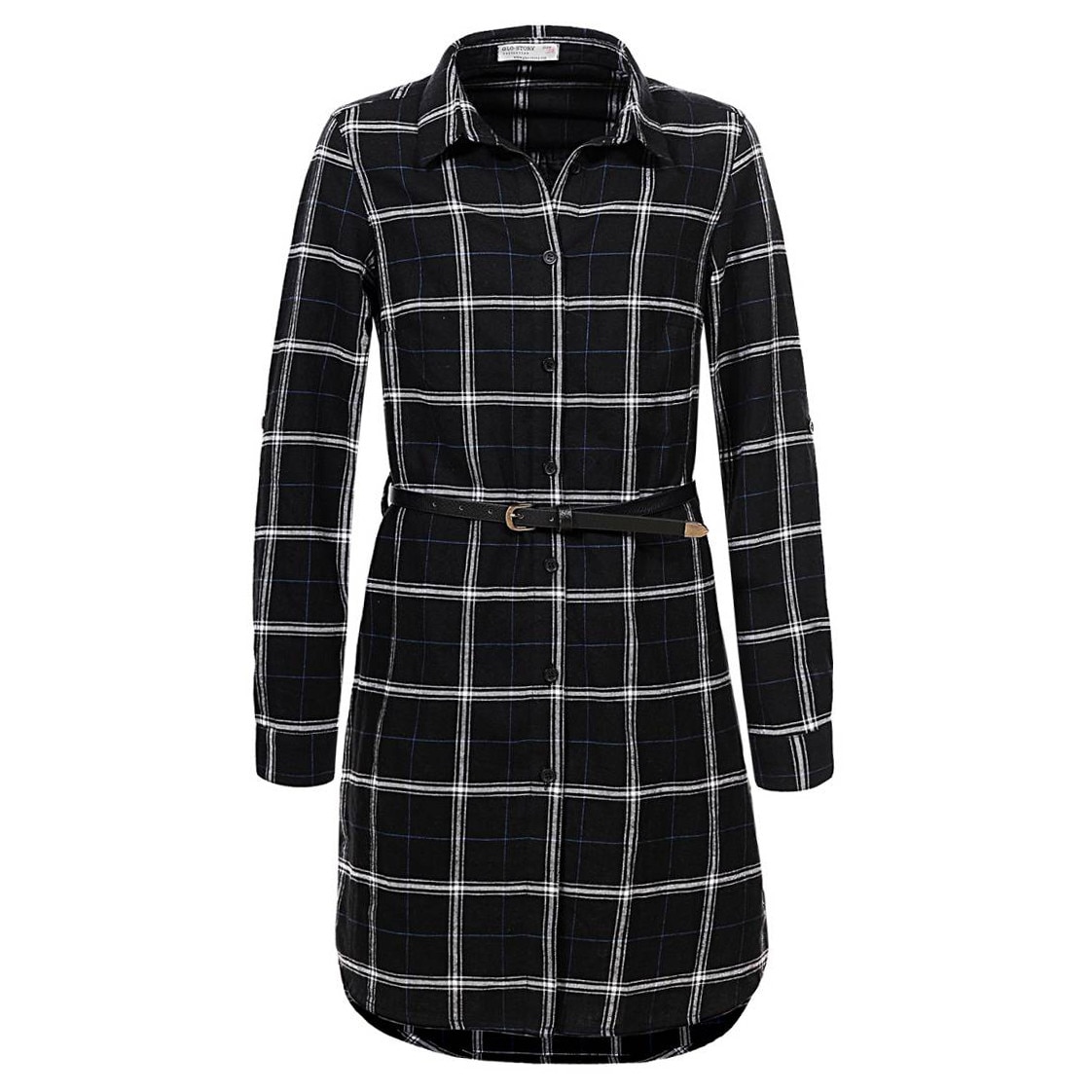 Rochie cu maneca lunga, carouri gri, varsta 10 ani