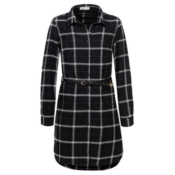 Rochie cu maneca lunga, carouri gri, varsta 10 ani Rochie cu maneca lunga, carouri gri, varsta 10 ani