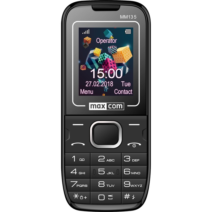 Maxcom Classic MM135 Klasszikus mobiltelefon, Dual SIM, Fekete/Kék
