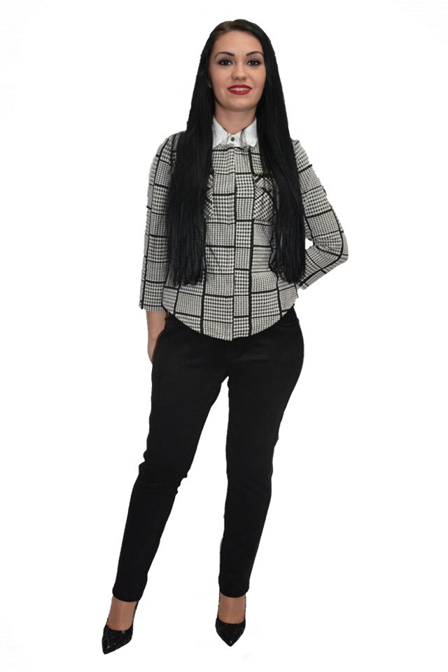 Pantaloni cu insertii de piele impletita pe picior, D&J Exclusive,Negru