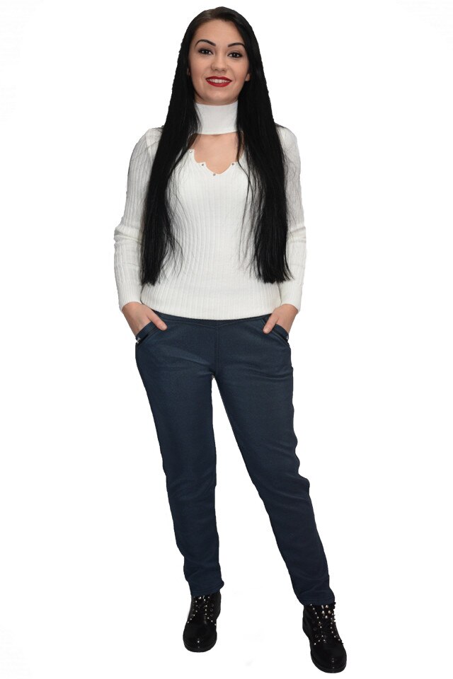 Pantaloni office,elegant, D&J Exclusive, Albastru marin