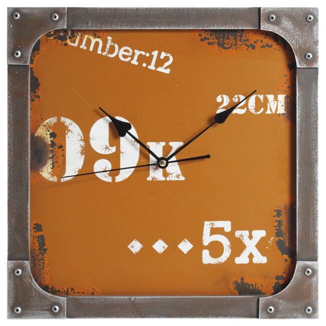 Ceas orange sic lemn cu dimensiunile 35 /35 cm