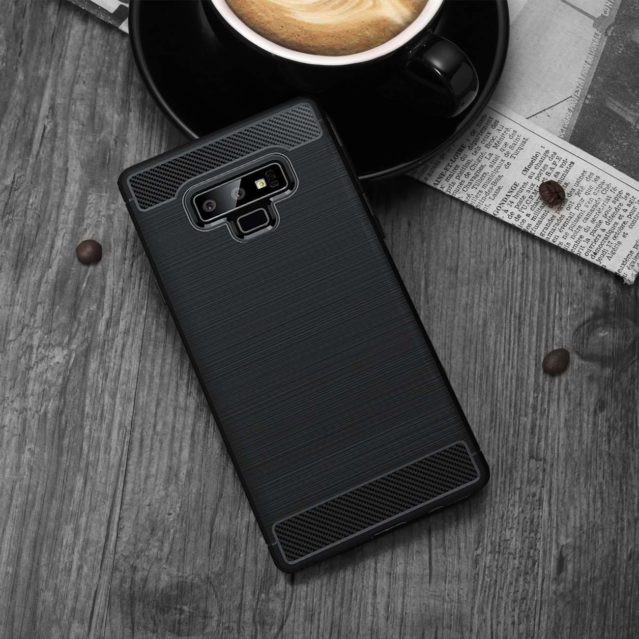 Husa pentru Samsung Galaxy Note 9, Slim Armor Carbon, carcasa spate Antisoc, Negru
