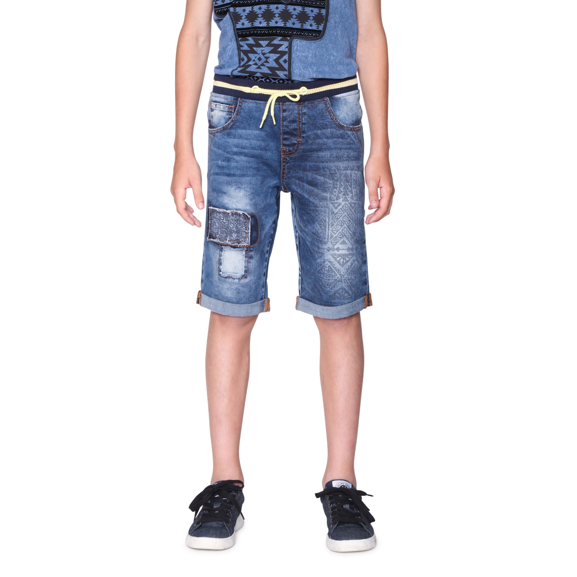 Bermude baieti, Desigual, din denim cu aspect decolorat