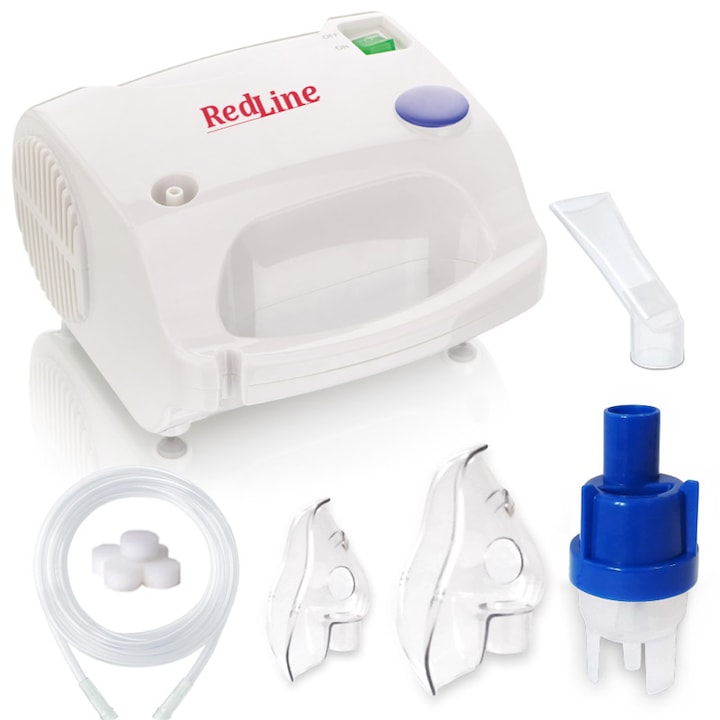 RedLine NB-230C Aeroszol készülék, Maszk gyermekek és felnőttek számára, Porlasztócsésze, 4 Mikronos részecskék, Inhalációs porlasztó kompresszorral