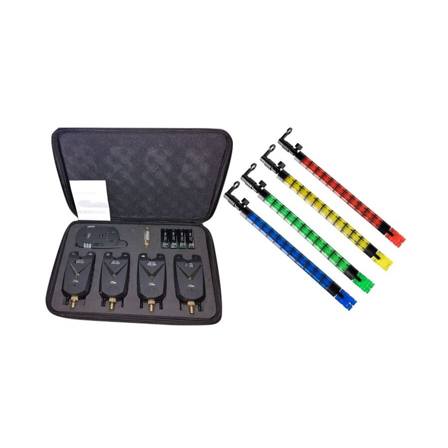 Set 4 Avertizori cu Statie, FL, model 2018, cu Snag Bar + 4 Swingere, Eastshark, Flex, model nou,in 4 culori si penar pentru transport