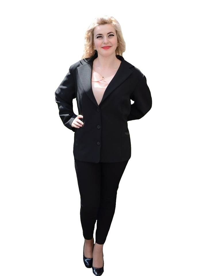 Sacou clasic din stofa cu insertii satinate, D&J Exclusive, Negru