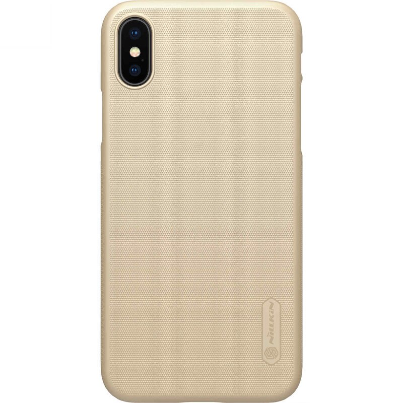 Husa telefon mobil, NILLKIN, iPhone X / XS, Frosted Shield Gold cu folie de protectie inclusa