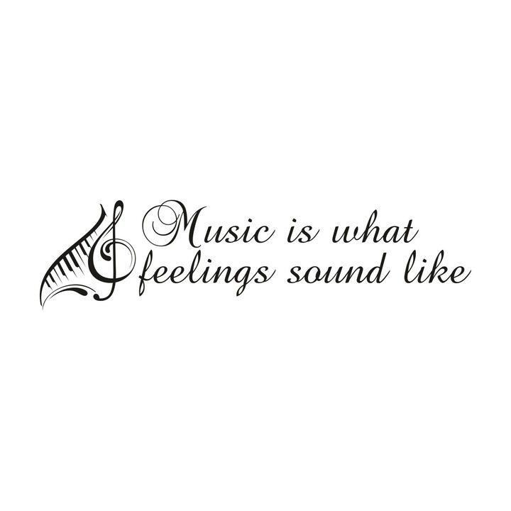 Sticker decorativ, Music is what feelings sound like, 117x30 cm, negru, Decostick