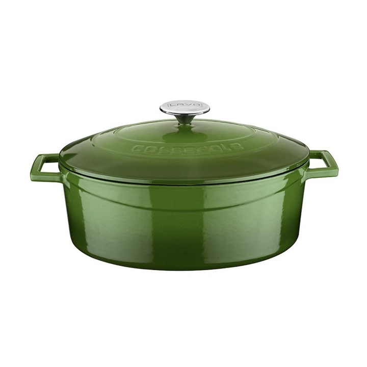 Cratita ovala, fonta, 29cm/4,67L, "Folk", Verde - LAVA