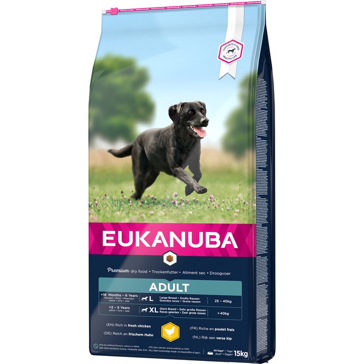 Суха храна за кучета Eukanuba Adult Large & Giant Breed, Пилешко, 15 кг