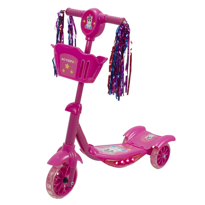 ActionOne KIDDY II Unicorn Roller, fényekkel és zenével, rózsaszín
