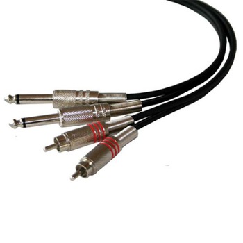 Cablu 2 rca tata-2 jack 6.35 mono tata profesional 3m Cablu 2 rca tata-2 jack 6.35 mono tata profesional 3m