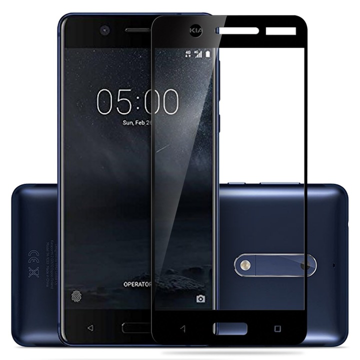 Стъклен протектор Tempered Glass Full Face за Nokia 5 , Черен