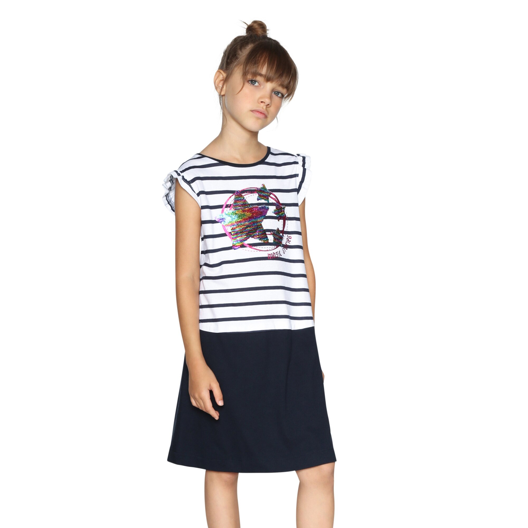 Rochie fete, Desigual, combi cu paiete reversibile, Tunez