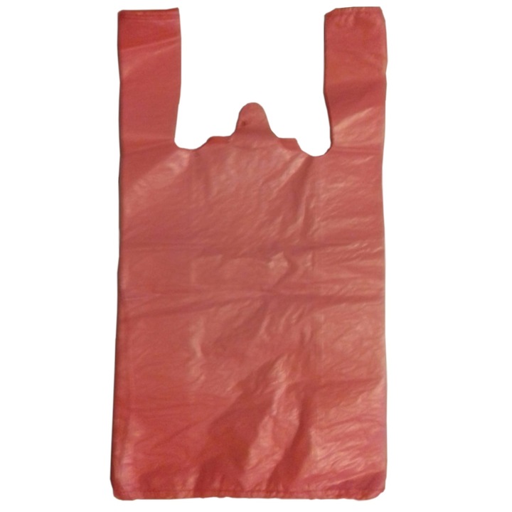 Set 50 pungi biodegradabile,cu maner EP 35+, polimer, 27 x 50 cm, rosu