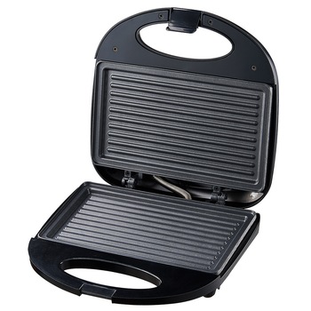 Sandwich maker Tortilla 1000 W, placi neaderente, termostat, indicator LED, negru Sandwich maker Tortilla 1000 W, placi neaderente, termostat, indicator LED, negru